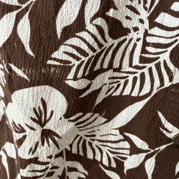 y2k White Stag short sleeve brown white tropical womens shirt button M - Picture 3 of 6